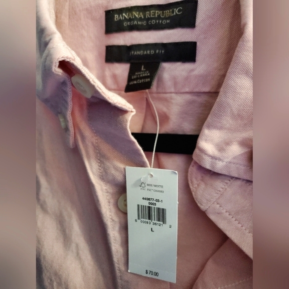 NWT Banana Republic Large Pink Untucked Oxford Shirt - Picture 4 of 7